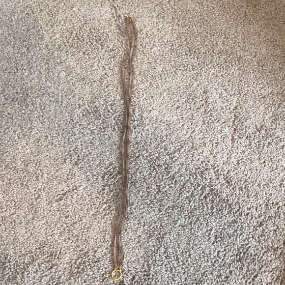 Gorjana leather studded three chord wrap bracelet, brown and gold - Picture 4 of 5